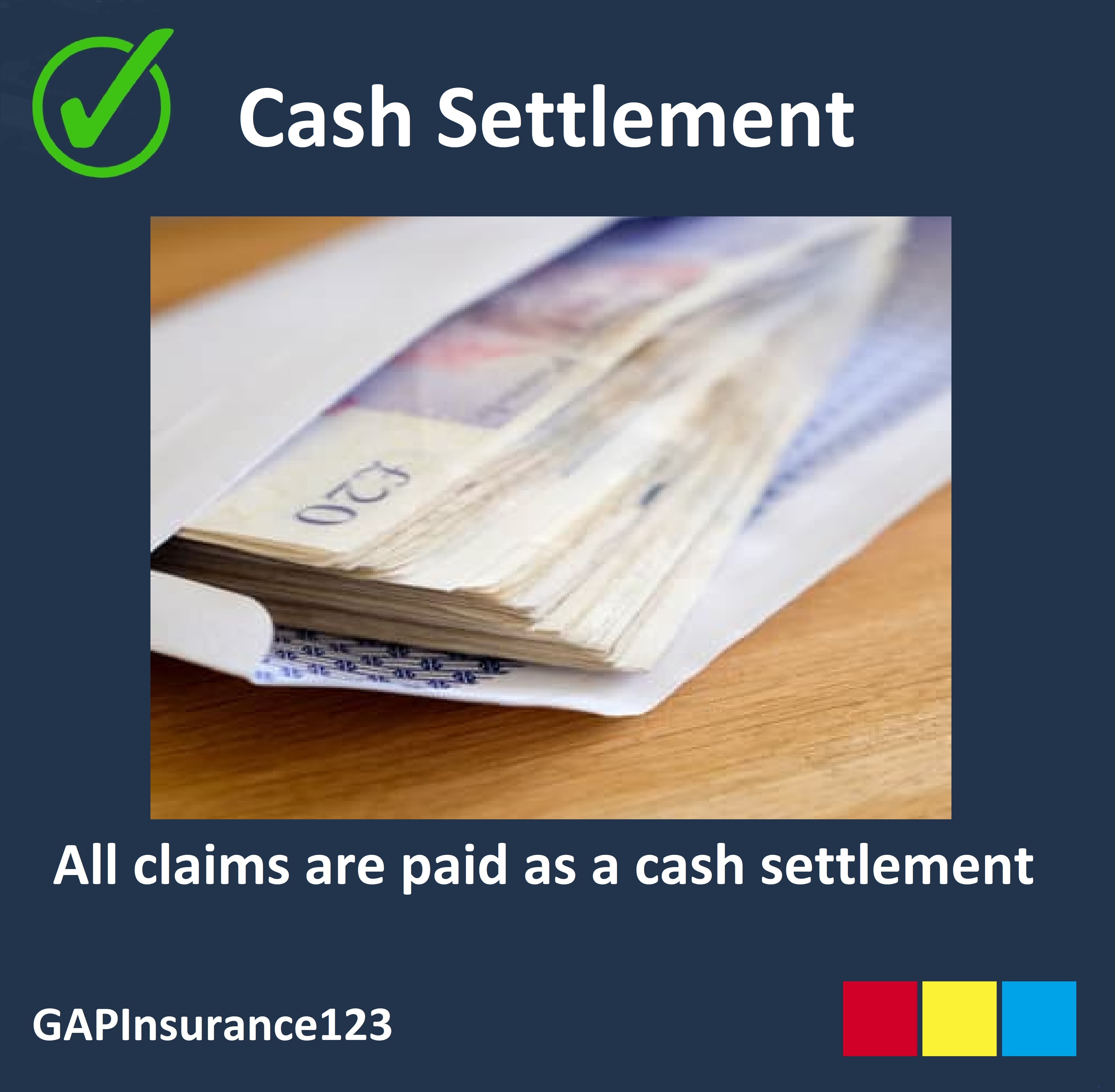 Settlements always in a cash format we do not replace your car